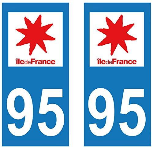 supstick 2 STICKERS AUTOCOLLANT PLAQUE IMMATRICULATION DEPT 95 region Île-de-France format rectangulaire - supstick.fr
