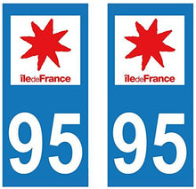 supstick 2 STICKERS AUTOCOLLANT PLAQUE IMMATRICULATION DEPT 95 region Île-de-France format rectangulaire - supstick.fr
