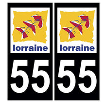 Supstick 2 Stickers Autocollants Plaques Immatriculation Auto Dept 55 Lorraine Noir Angles Carrés