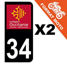Supstick 2 Stickers Autocollants Plaques Immatriculation Moto Dept 34 Occitanie Noir 2 Angles Arrondis