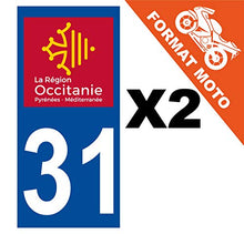 Supstick 2 Stickers Autocollants Plaques Immatriculation Moto Dept 31 Occitanie Bleu Foncé Angles Carrés