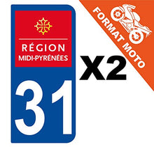Supstick 2 Stickers Autocollants Plaques Immatriculation Moto Dept 31 Midi Pyrénées Bleu Foncé 2 Angles Arrondis