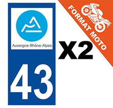 Supstick 2 Stickers Autocollants Plaques Immatriculation Moto Dept 43 Auvergne Rhône Alpes Bleu Foncé Angles Carrés