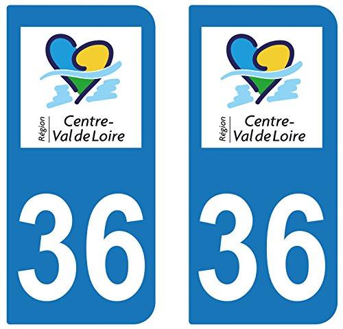 supstick 2 STICKERS AUTOCOLLANT PLAQUE IMMATRICULATION DEPT 36 region Centre-Val de Loire - supstick.fr