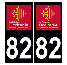 Supstick 2 Stickers Autocollants Plaques Immatriculation Auto Dept 82 Occitanie Noir Angles Carrés