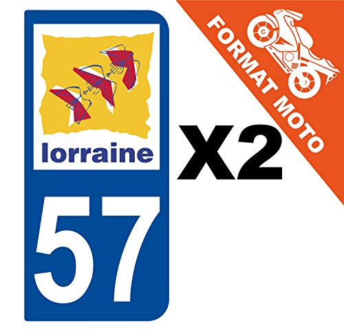 Supstick 2 Stickers Autocollants Plaques Immatriculation Moto Dept 57 Lorraine Bleu Foncé 2 Angles Arrondis