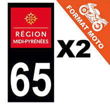 Supstick 2 Stickers Autocollants Plaques Immatriculation Moto Dept 65 Midi Pyrénées Noir Angles Carrés