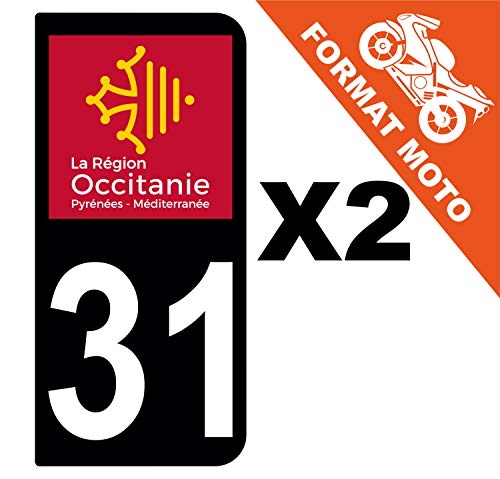 Supstick 2 Stickers Autocollants Plaques Immatriculation Moto Dept 31 Occitanie Noir 2 Angles Arrondis
