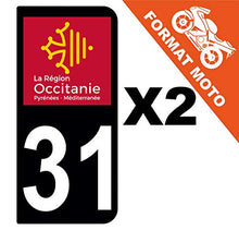 Supstick 2 Stickers Autocollants Plaques Immatriculation Moto Dept 31 Occitanie Noir 2 Angles Arrondis