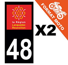 Supstick 2 Stickers Autocollants Plaques Immatriculation Moto Dept 48 Languedoc Roussillon Noir Angles Carrés