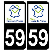 Supstick 2 Stickers Autocollants Plaques Immatriculation Auto Dept 59 Hauts de France Noir Angles Arrondis