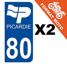 Supstick 2 Stickers Autocollants Plaques Immatriculation Moto Dept 80 Picardie Bleu Foncé 2 Angles Arrondis