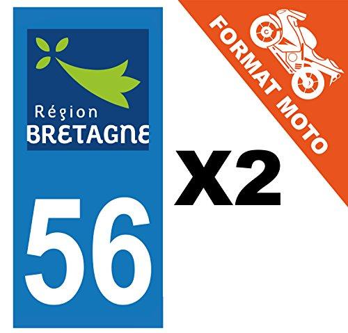 supstick 2 Stickers Autocollant Plaque IMMATRICULATION Moto DEPT 56 Région Bretagne Format rectangulaire - supstick.fr