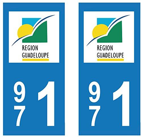 supstick 2 Stickers Autocollant Plaque IMMATRICULATION DEPT 971 Région Guadeloupe Format rectangulaire - supstick.fr