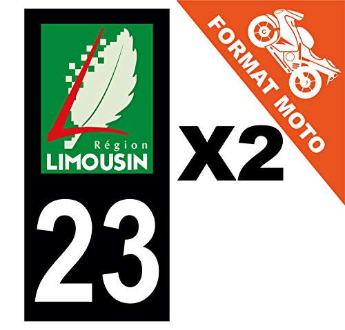 Supstick 2 Stickers Autocollants Plaques Immatriculation Moto Dept 23 Limousin Noir Angles Carrés
