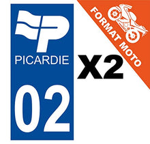 Supstick 2 Stickers Autocollants Plaques Immatriculation Moto Dept 02 Picardie Bleu Foncé Angles Carrés