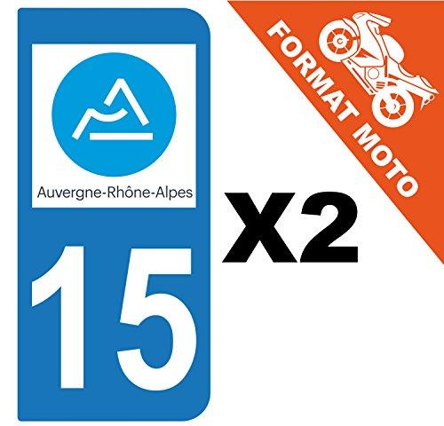 supstick 2 Stickers Autocollant Plaque IMMATRICULATION Moto DEPT 15 Auvergne-Rhône-Alpes - supstick.fr