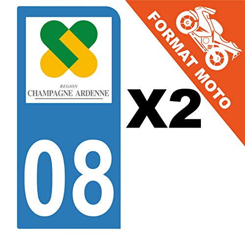 Supstick 2 Stickers Autocollants Plaques Immatriculation Moto Dept 08 Champagne Ardenne Bleu Clair 1 Angle Arrondi