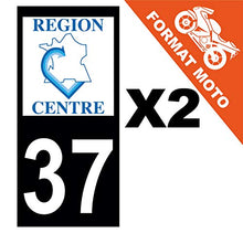 Supstick 2 Stickers Autocollants Plaques Immatriculation Moto Dept 37 Centre Noir Angles Carrés