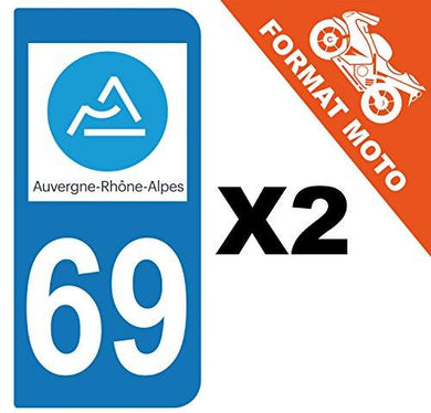 supstick 2 Stickers Autocollant Plaque IMMATRICULATION Moto DEPT 69 Auvergne-Rhône-Alpes - supstick.fr