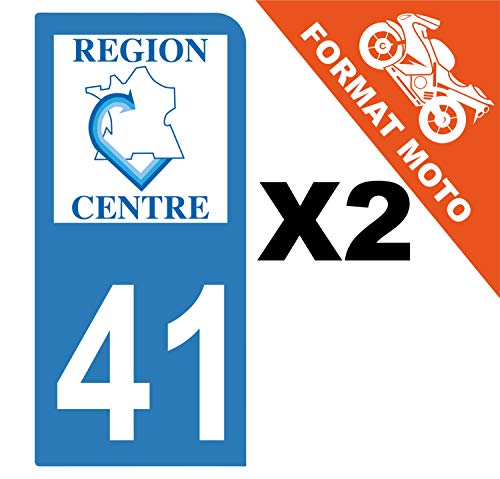 Supstick 2 Stickers Autocollants Plaques Immatriculation Moto Dept 41 Centre Bleu Clair 1 Angle Arrondi
