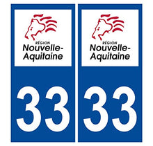 Supstick 2 Stickers Autocollants Plaques Immatriculation Auto Dept 33 Nouvelle Aquitaine Bleu Foncé Angles Carrés