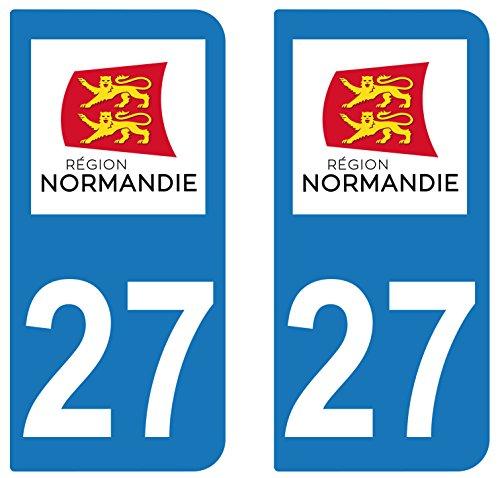 supstick 2 STICKERS AUTOCOLLANT PLAQUE IMMATRICULATION DEPT 27 Normandie - supstick.fr
