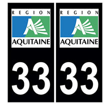 Supstick 2 Stickers Autocollants Plaques Immatriculation Auto Dept 33 Aquitaine Noir Angles Carrés