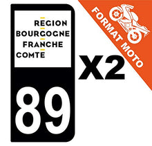 Supstick 2 Stickers Autocollants Plaques Immatriculation Moto Dept 89 Bourgogne Franche Comté Noir 2 Angles Arrondis