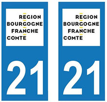 supstick 2 STICKERS AUTOCOLLANT PLAQUE IMMATRICULATION DEPT 21 Region Bourgogne-Franche-Comté format rectangulaire - supstick.fr