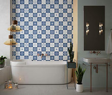 Planche de 16 Adhésif Carrelage - décoration de carreaux - 32 pièces plastifié en mat - mosaïque moderne bleu - format 10x10cm par pièce