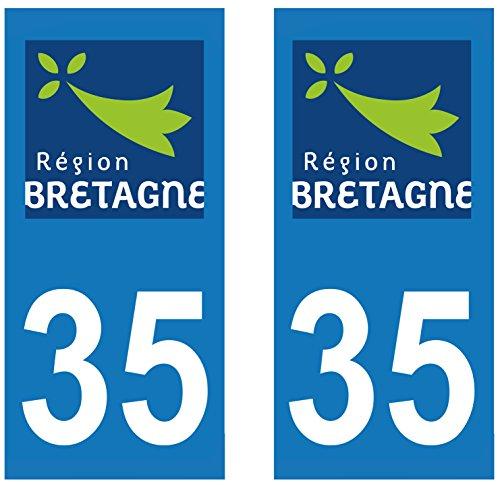 supstick 2 STICKERS AUTOCOLLANT PLAQUE IMMATRICULATION DEPT 35 Région Bretagne format rectangulaire - supstick.fr