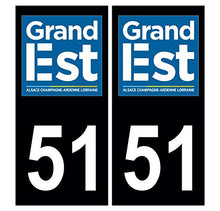 Supstick 2 Stickers Autocollants Plaques Immatriculation Auto Dept 51 Grand Est Noir Angles Carrés