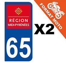 Supstick 2 Stickers Autocollants Plaques Immatriculation Moto Dept 65 Midi Pyrénées Bleu Foncé 2 Angles Arrondis