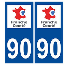 Supstick 2 Stickers Autocollants Plaques Immatriculation Auto Dept 90 Franche Comté Bleu Foncé Angles Carrés