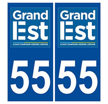 Supstick 2 Stickers Autocollants Plaques Immatriculation Auto Dept 55 Grand Est Bleu Foncé Angles Carrés