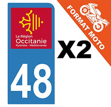 Supstick 2 Stickers Autocollants Plaques Immatriculation Moto Dept 48 Occitanie Bleu Clair 1 Angle Arrondi