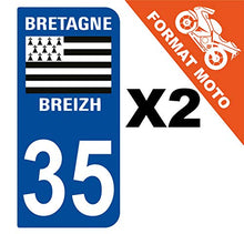 Supstick 2 Stickers Autocollants Plaques Immatriculation Moto Dept 35 Bretagne Breizh Bleu Foncé 2 Angles Arrondis
