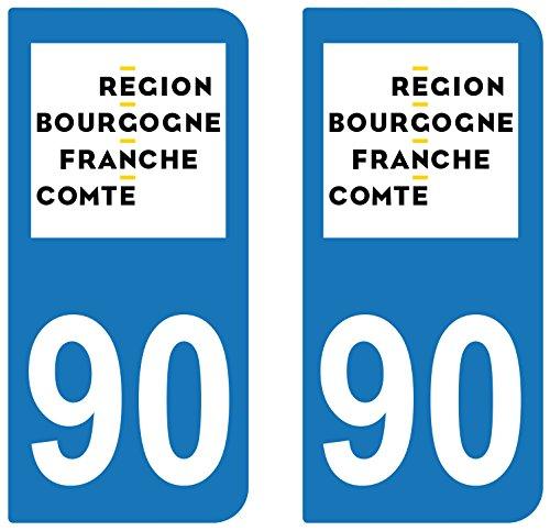 supstick 2 STICKERS AUTOCOLLANT PLAQUE IMMATRICULATION DEPT 90 Bourgogne-Franche-Comté - supstick.fr