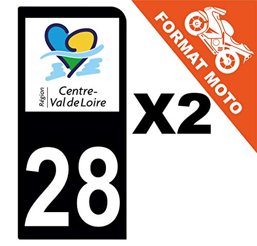 Supstick 2 Stickers Autocollants Plaques Immatriculation Moto Dept 28 Centre Val de Loire Noir 1 Angle Arrondi