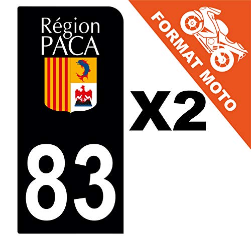 Supstick 2 Stickers Autocollants Plaques Immatriculation Moto Dept 83 Paca Noir 1 Angle Arrondi