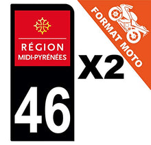 Supstick 2 Stickers Autocollants Plaques Immatriculation Moto Dept 46 Midi Pyrénées Noir 1 Angle Arrondi