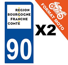 Supstick 2 Stickers Autocollants Plaques Immatriculation Moto Dept 90 Bourgogne Franche Comté Bleu Foncé 1 Angle Arrondi