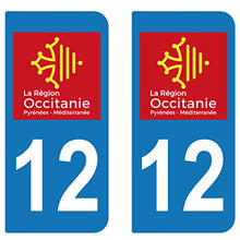 SupStick 2 STICKERS AUTOCOLLANT PLAQUE IMMATRICULATION DEPARTEMENT 12 AVEYRON Region OCCITANIE