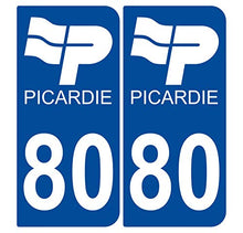 Supstick 2 Stickers Autocollants Plaques Immatriculation Auto Dept 80 Picardie Bleu Foncé Angles Arrondis