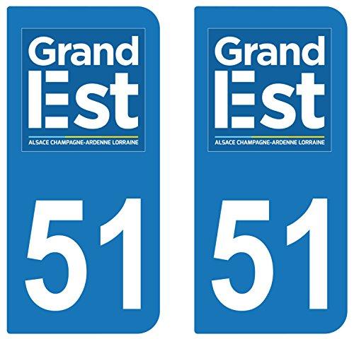 supstick 2 STICKERS AUTOCOLLANT PLAQUE IMMATRICULATION DEPT 51 Grand Est - supstick.fr