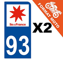 Supstick 2 Stickers Autocollants Plaques Immatriculation Moto Dept 93 Ile de France Bleu Foncé 1 Angle Arrondi