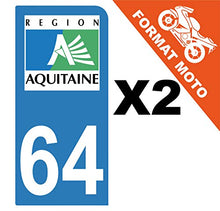 Supstick 2 Stickers Autocollants Plaques Immatriculation Moto Dept 64 Aquitaine Bleu Clair 1 Angle Arrondi