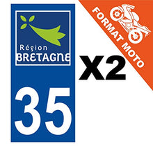 Supstick 2 Stickers Autocollants Plaques Immatriculation Moto Dept 35 Bretagne Bleu Foncé Angles Carrés