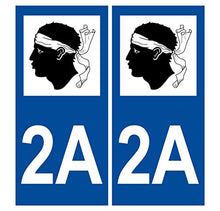 Supstick 2 Stickers Autocollants Plaques Immatriculation Auto Dept 2A Corse Bleu Foncé Angles Carrés